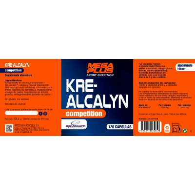 KRE-ALCALYN® (Creatina Alcalina) 120 cápsulas serie competition de MEGAPLUS Artesania Agrícola ART-06565 Suplementos Deportiv...