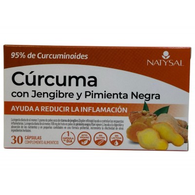 Cúrcuma con jengibre y pimienta negra (Ayuda a reducir la inflamación) 30 cápsulas de Natysal Natysal NAT-32719 Suplementos N...