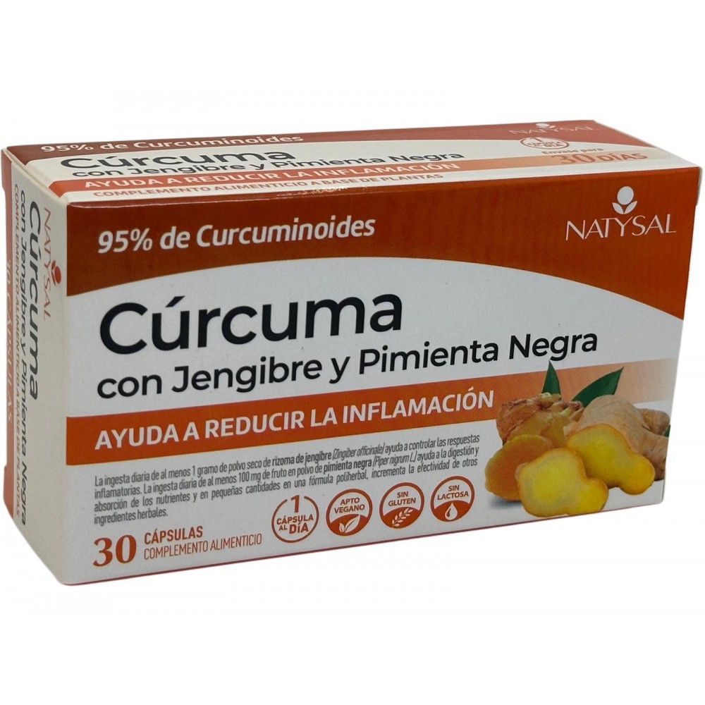 Cúrcuma con jengibre y pimienta negra (Ayuda a reducir la inflamación) 30 cápsulas de Natysal Natysal NAT-32719 Suplementos N...