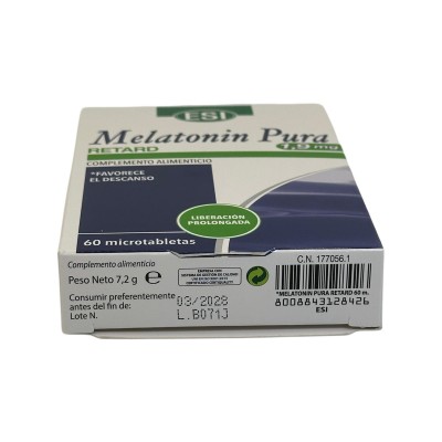 Melatonin pura Retard (Melatonina) 1,9 mg (60 Comprimidos) de ESI ESI ESI-19011095 insomnio y descanso salud.bio