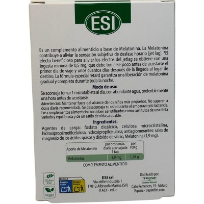 Melatonin pura Retard (Melatonina) 1,9 mg (60 Comprimidos) de ESI ESI ESI-19011095 insomnio y descanso salud.bio