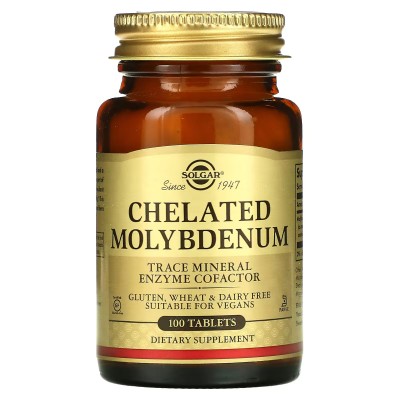 Quelato de molibdeno, 100 comprimidos de Solgar Solgar SOL-00740 Suplementos Minerales  salud.bio