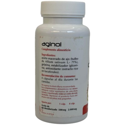 AGINOL (Aceite de Ajo Macerado desorizado) 0.66% aliína 110 Cápsulas de Plantis Artesania Agrícola ART-03709 Sistema circulat...