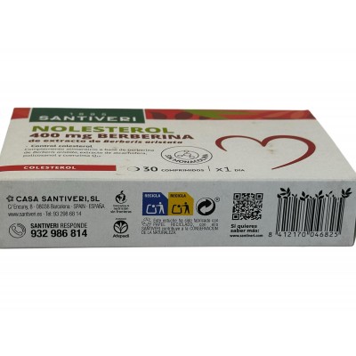 NOLESTEROL (Ayuda a tu colesterol) 400mg Berberina 30 comprimidos de Santiveri Santiveri  SAN-04682 Ayudas niveles Colesterol...