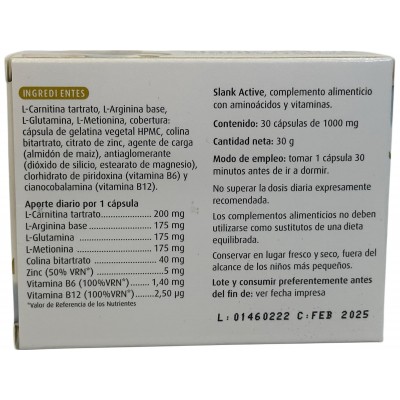 Slank Active 30 cápsulas de Espadiet Espadiet 0580035 Quemagrasas y similares salud.bio