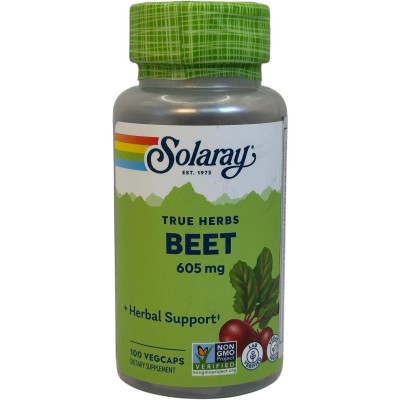 Beet Root (Remolacha) 605mg 100 Cápsulas vegetales de Solaray SOLARAY SOLA-00160 Sistema cardiovascular salud.bio