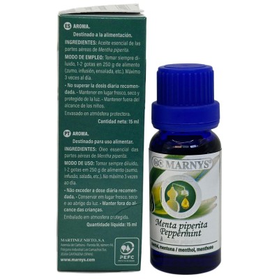 Aceite esencial de Menta Piperita Marnys 15 ml Marnys AA018 Aceites esenciales uso interno salud.bio