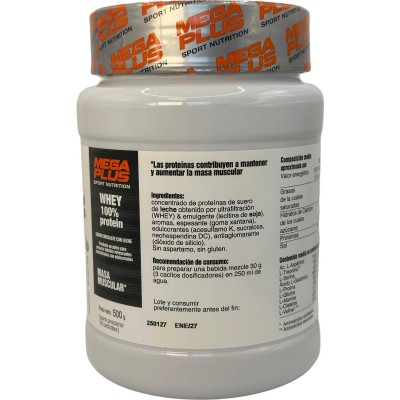 Proteína WHEY 100% PROTEIN 500g de Megaplus Megaplus MEG-06161-06325 Proteinas salud.bio