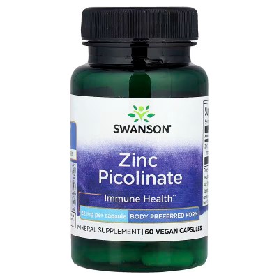 Picolinato de Zinc (Zinc Picolinate) 22mg 60 Cápsulas Vegetales de Swanson Swanson SWV-11113 Sistema inmunitario salud.bio