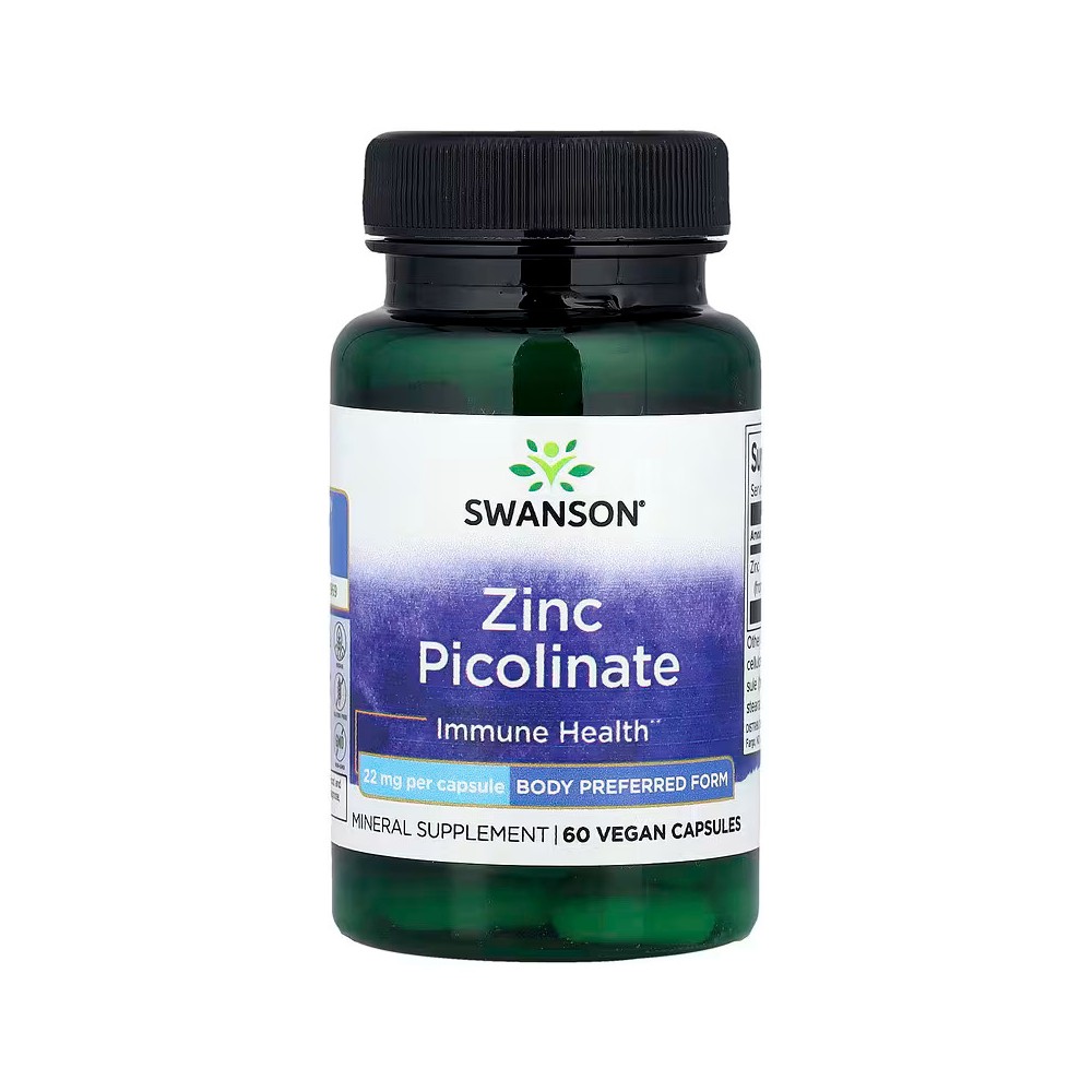 Picolinato de Zinc (Zinc Picolinate) 22mg 60 Cápsulas Vegetales de Swanson Swanson SWV-11113 Sistema inmunitario salud.bio