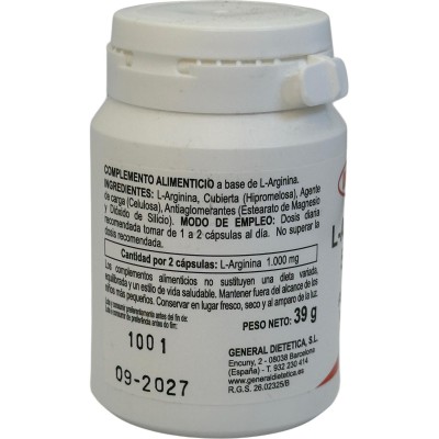 L-Arginina 500mg 60 cápsulas de Integralia INTEGRALIA GEN-54536 Aminoácidos salud.bio