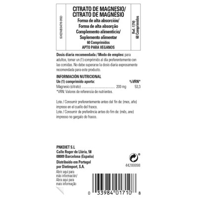 Citrato de Magnesio 200mg (60 ó 120 Comprimidos) de Solgar Solgar 183 Suplementos Minerales  salud.bio