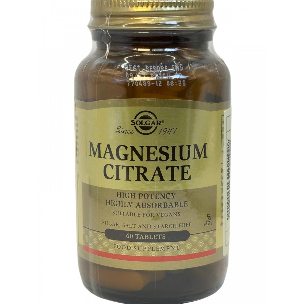 Citrato de Magnesio 200mg (60 ó 120 Comprimidos) de Solgar Solgar 183 Suplementos Minerales  salud.bio