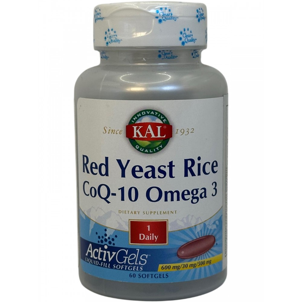 Levadura Roja de arroz, Red Rice/ Q10/ Omega 3 - 60 Activgel de KAL SOLARAY 54796 Ayudas niveles Colesterol y Trigliceridos s...