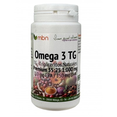 Omega 3 TG Premium 32:25 1.000mg 60+2 Perlas de Manabios Manabios MANA-37148 Sistema cardiovascular salud.bio