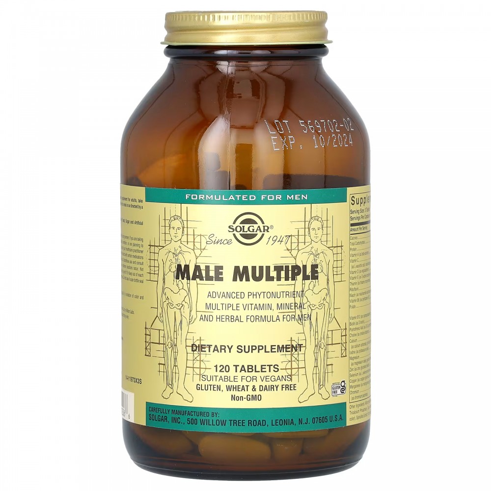 Male Multiple 120 Comprimidos (Multivitaminico especial Hombre) de Solgar Solgar SOL-01206 Vitaminas y Multinutrientes salud.bio