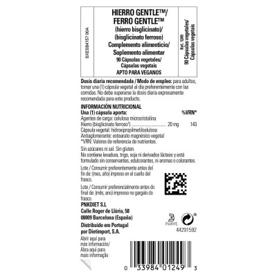 Hierro Gentle 20mg 90 cápsulas de Solgar Solgar SOL-01249 Vitaminas y Minerales salud.bio
