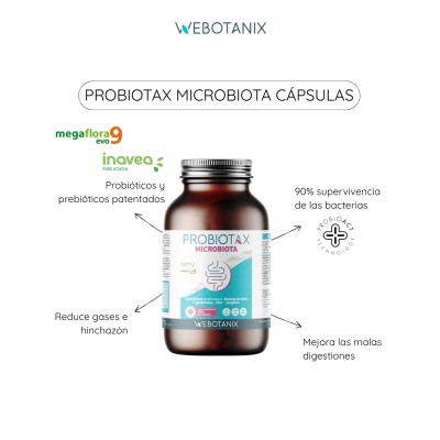 Probiotax Microbiota 60 Cápsulas de WeBotanix WEBOTANIX WEB-22357 Ayudas aparato Digestivo salud.bio