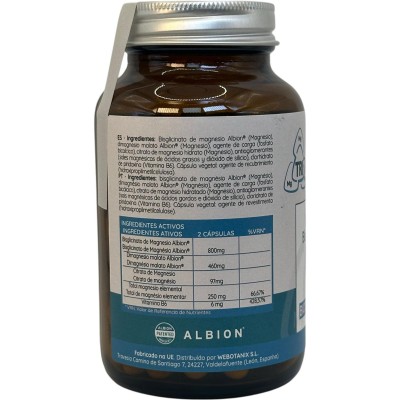 Fórmula Triple Magnesio (Bisglicinato, Malato, Citrato) 60 Cápsulas de WeBotanix WEBOTANIX WEB-22349 Suplementos Minerales  s...