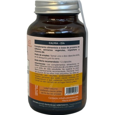 Calmia Día con (Ashwagandha, azafrán, Rhodiola..) 60 cápsulas de Webotanix WEBOTANIX WEB-22308 Estados emocionales, ansiedad,...