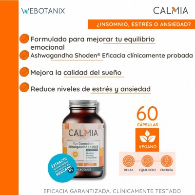 Calmia Día con (Ashwagandha, azafrán, Rhodiola..) 60 cápsulas de Webotanix WEBOTANIX WEB-22308 Estados emocionales, ansiedad,...