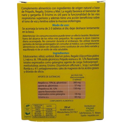 Propolaid Propolgola Miel 30 Comp de ESI® ESI 21011201 Acción benéfica garganta y pecho salud.bio