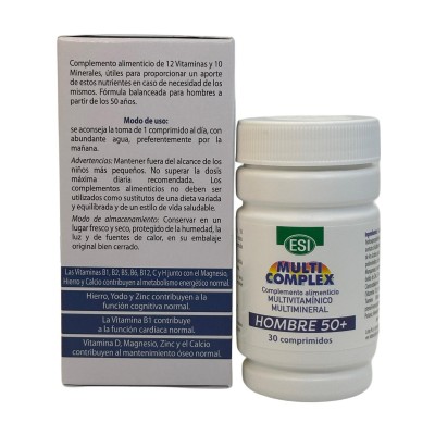 Multicomplex HOMBRE 50+ (Vitaminas y Minerales) 30 comprimidos de ESI ESI ESI-13526 Vitaminas y Multinutrientes salud.bio