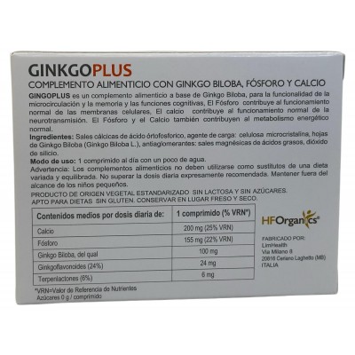 Ginkgo Plus 30 comprimidos de Herbofarm HerboFarm HFA-77050 Sistema circulatorio salud.bio