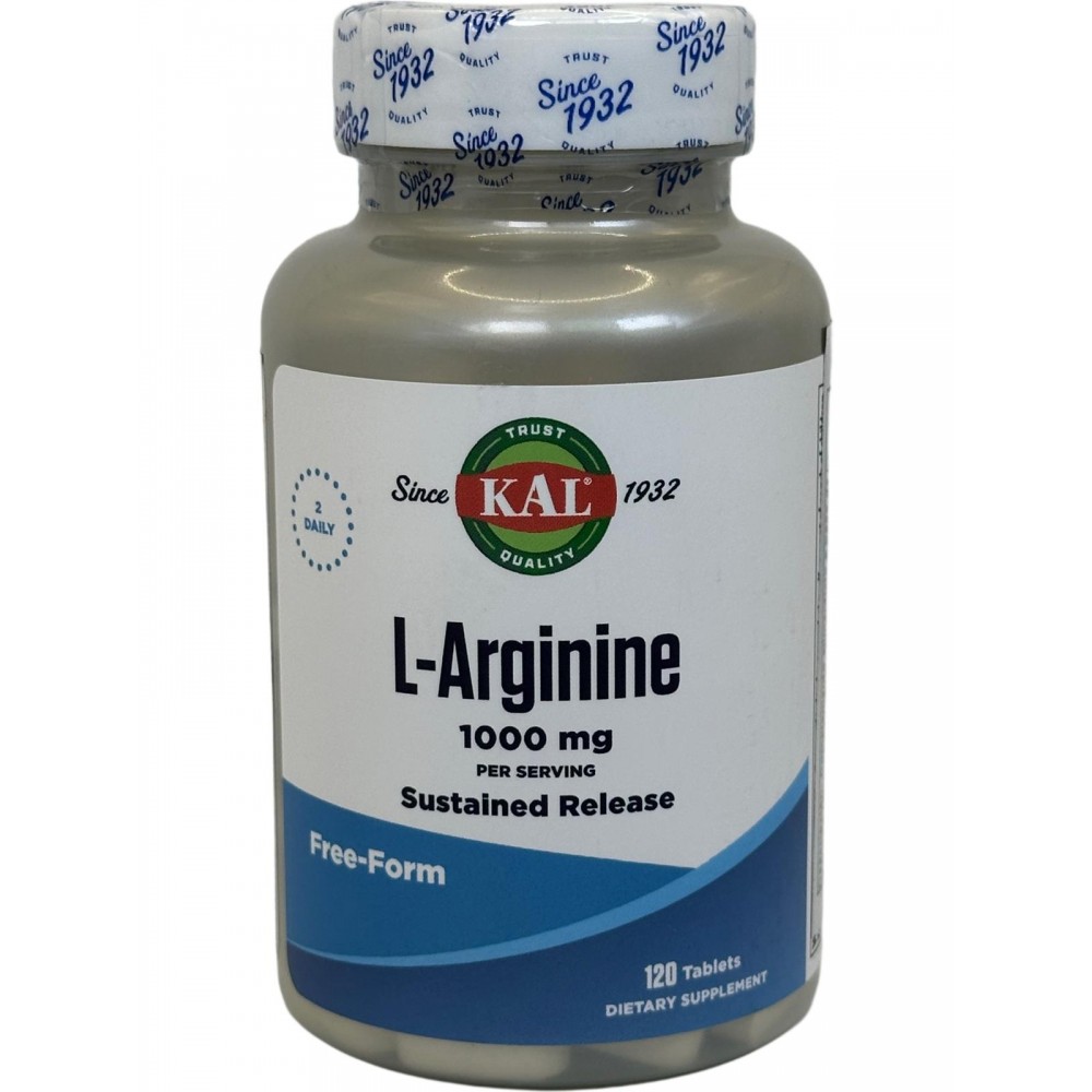 L-Arginine 1000mg 120 comprimidos (500 mg por comprimido) de Kal KAL KAL-27867 Sistema circulatorio salud.bio