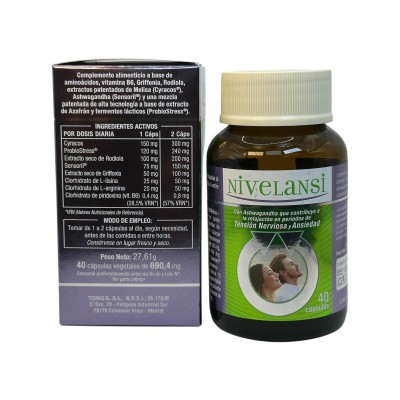 Nivelansi 40 cápsulas de Tongil Tongil H20 Estados emocionales, ansiedad, estrés, depresión, relax salud.bio