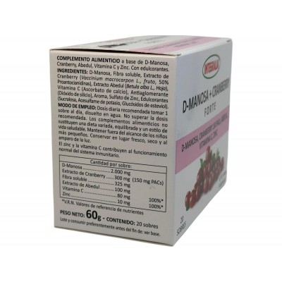 D-Manosa + Cranberry Forte 150PACs de Integralia INTEGRALIA 528 Bienestar urinario. Ayuda en el bienestar urinario. salud.bio