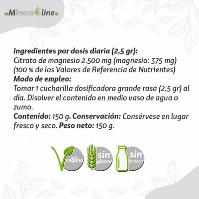 CITRATO de MAGNESIO 150 gramos en polvo de Pinisan Pinisan 106.00272 Suplementos Minerales  salud.bio