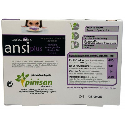 Ansi PLUS (perfect line) ayuda control apetito 30 Cápsulas de Pinisan Pinisan MYC-00841 Quemagrasas y similares salud.bio