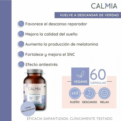 Calmia Noche con 1.9mg Melatonina 60 Cápsulas de Webotanix WEBOTANIX WEB-22309 insomnio y descanso salud.bio
