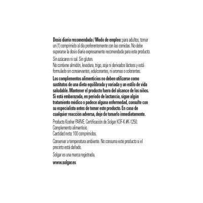 Biotina 300mcg. 100 comprimidos de Solgar Solgar 050280 Vitaminas y Minerales salud.bio