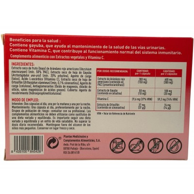 CRANBYCYST MAX (Arándano Rojo) 300mg PACs 30 Cápsulas de Plameca Plameca PLA-84542 Bienestar urinario. Ayuda en el bienestar ...