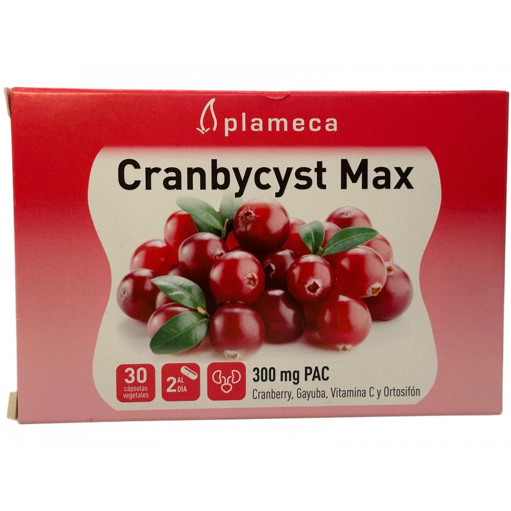 CRANBYCYST MAX (Arándano Rojo) 300mg PACs 30 Cápsulas de Plameca Plameca PLA-84542 Bienestar urinario. Ayuda en el bienestar ...