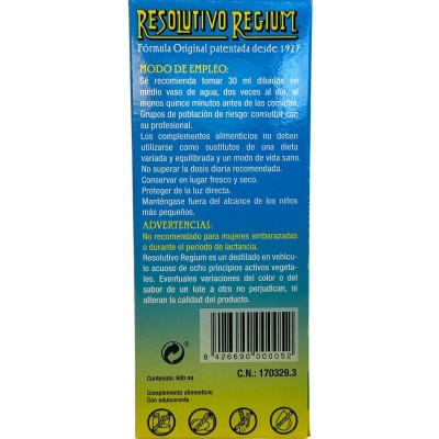 Resolutivo Regium 600ml de Plameca Plameca 445200 DIURETICO salud.bio
