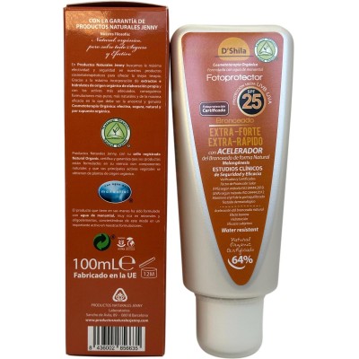 FOTOPROTECTOR BRONCEADOR Extra-forte Extra-Rapido SPF25 Orgánico 100ml de D´Shila D´Shila DSH-85663 Protectores solares salud...