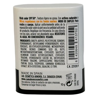 Stick solar SPF50 Protector solar sólido (acabado invisible) de Camaleon Cosmetics Camaleon Cosmetics CAM-41370 Protectores s...