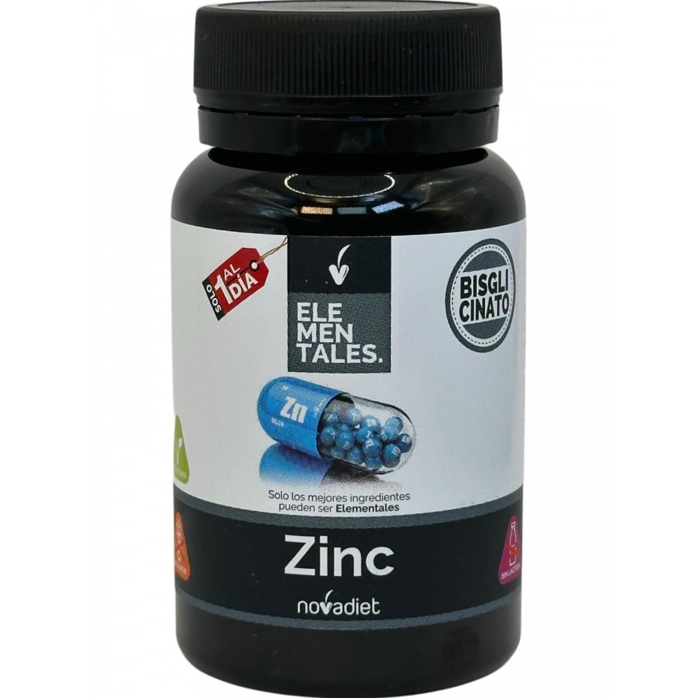 ZINC 25mg Bilglicinato de Zinc 125mg (Serie Elemantales) 30 Cápsulas de Novadiet Novadiet NOV-53529 Sistema inmunitario salud...
