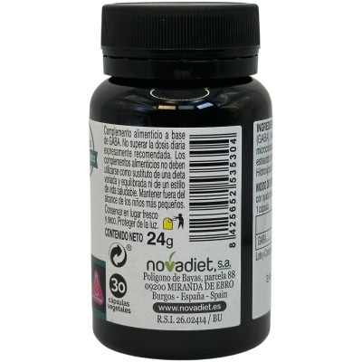 GABA 500mg 30 cápsulas vegetales (serie elementales) de Novadiet Novadiet NOV-53530 Estados emocionales, ansiedad, estrés, de...