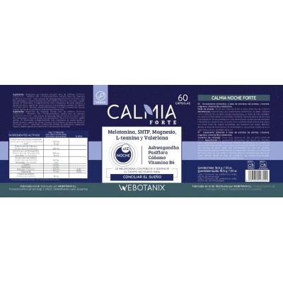 Calmia Noche Forte 60 Cápsulas de Webotanix WEBOTANIX WEB-22355 insomnio y descanso salud.bio