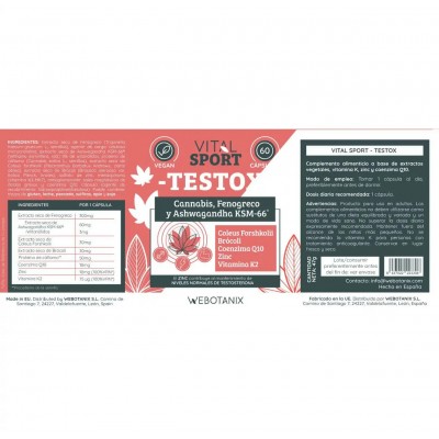 TESTOX (Vital Sport) 60 cápsulas vegetales de WeBotanix WEBOTANIX WEB-22330 Salud Sexual y Fertilidad salud.bio
