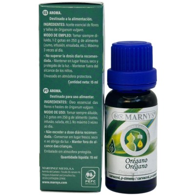 Aceite Esencial de Orégano Quimiotipado 15ml de MARNYS Marnys AA008 Aceites esenciales uso interno salud.bio