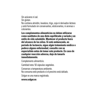 GABA (G.A.B.A.) 500mg 50 ó 100 cápsulas de Solgar Solgar  Estados emocionales, ansiedad, estrés, depresión, relax salud.bio