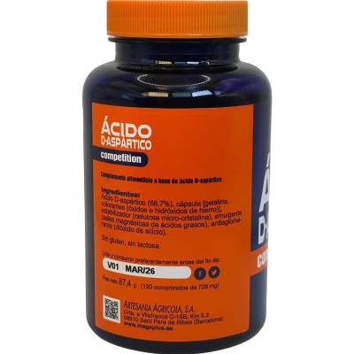 Ácido D-Aspártico 500mg 120 Cápsulas de Megaplus Megaplus 164016 Gainers: Los Mejores Suplementos Para Ganar Masa Muscular sa...