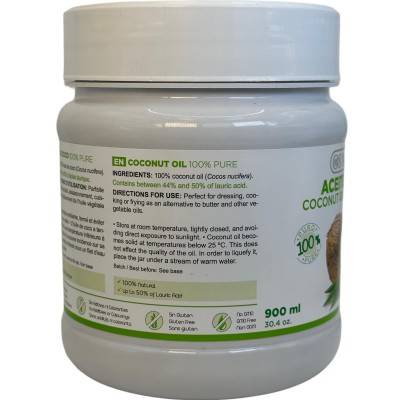 Aceite de Coco BIO ECO Virgen Extra 900ml de MARNYS® Marnys AP109 Aceites naturales salud.bio