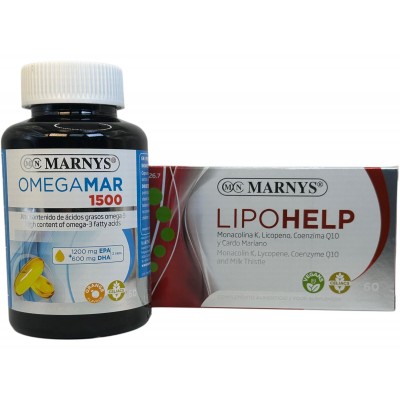 Pack 2x1 OMEGAMAR 1500mg (Omega 3) + LIPOHELP de Marnys Marnys PACKMN834MN105 Sistema cardiovascular salud.bio