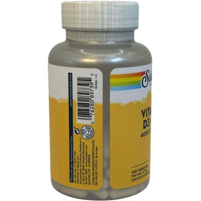 BIG Vitaminas D3 & K2 (Menaquinone-7) 120 Cápsulas vegetales de Solaray SOLARAY SOL-89739 Articulaciones, Huesos, Tendones y ...